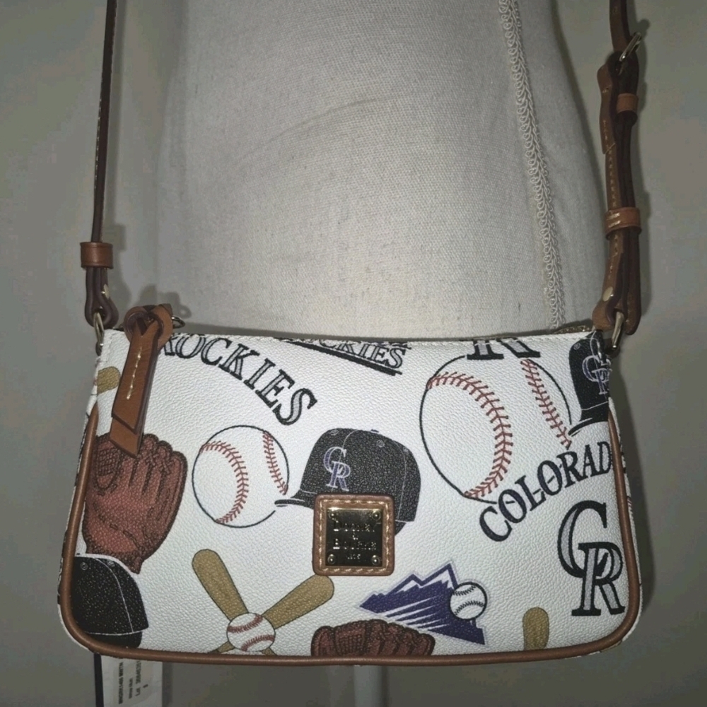 Dooney & Bourke White Baseball Print Crossbody Bag - Picture 7 of 15